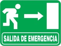 Cartel con flecha de salida emergencia